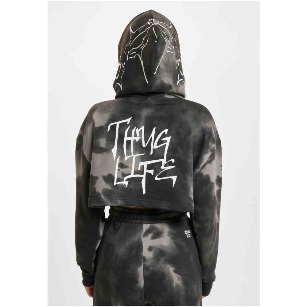 Thug Life - Sky Crop Hoodie - Zwart/Grijs